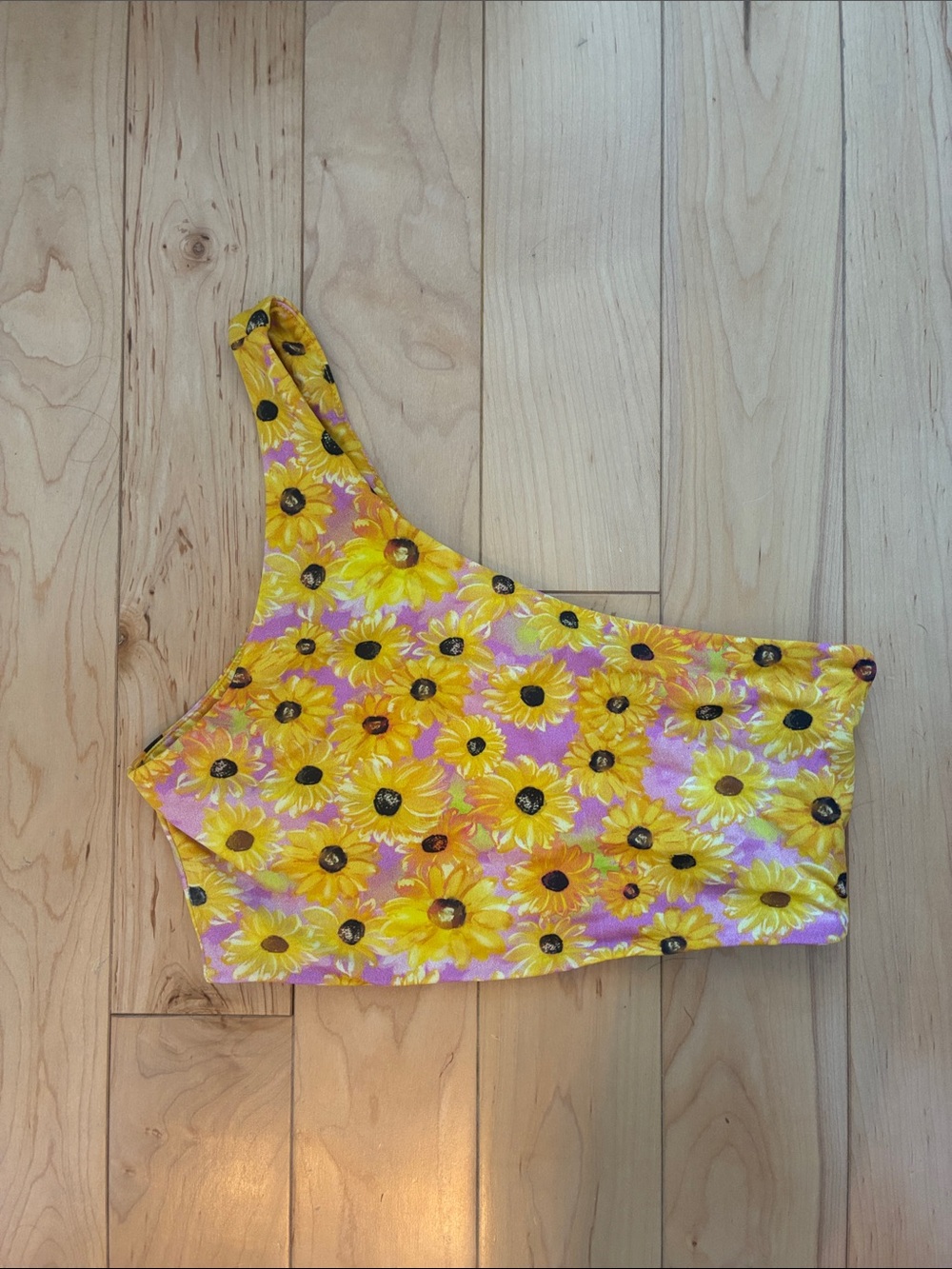 Zara one-Shoulder Sunflower bathing suit top